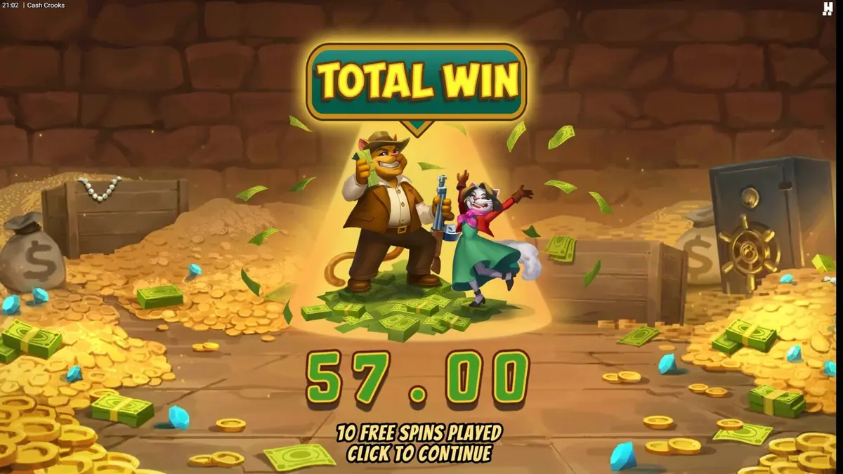 Cash Crooks slot game screen na nagpapakita ng vault dials at noir aesthetic