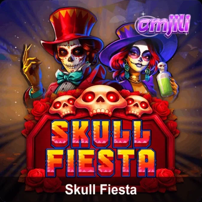 Makulay na disenyo ng Skull Fiesta slot na may mga bungo at kandila